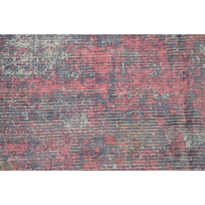 Hand Knotted Oriental Viscose Silk Carpet Modern Abstract Pink Abstract Area Rug - 8' 1'' X 5' 1''