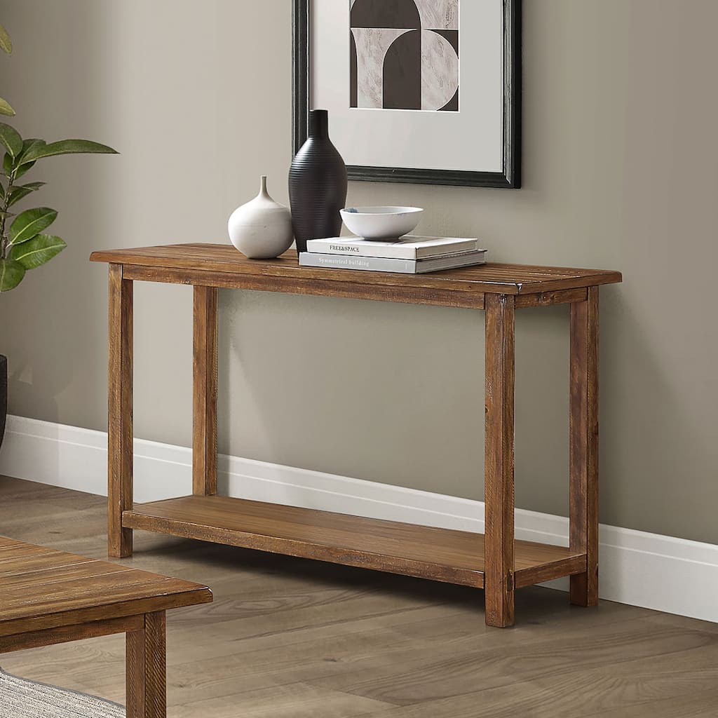 Castleton Distressed Brown Wood Entryway Sofa Console Table