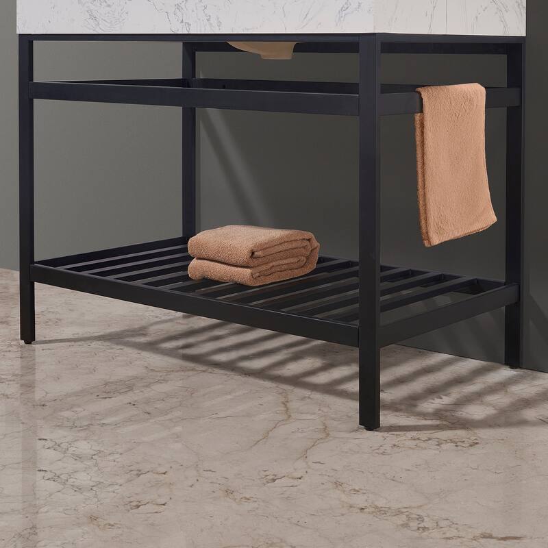 Altair Merano Stainless Steel Vanity Console with Stone Countertop and Mirror