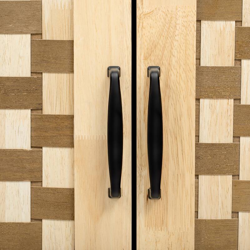 3D Woven Checkerboard Pattern Design Kitchen Island with Drop Leaf,With Internal Storage Rack,Power Outlet - N/A
