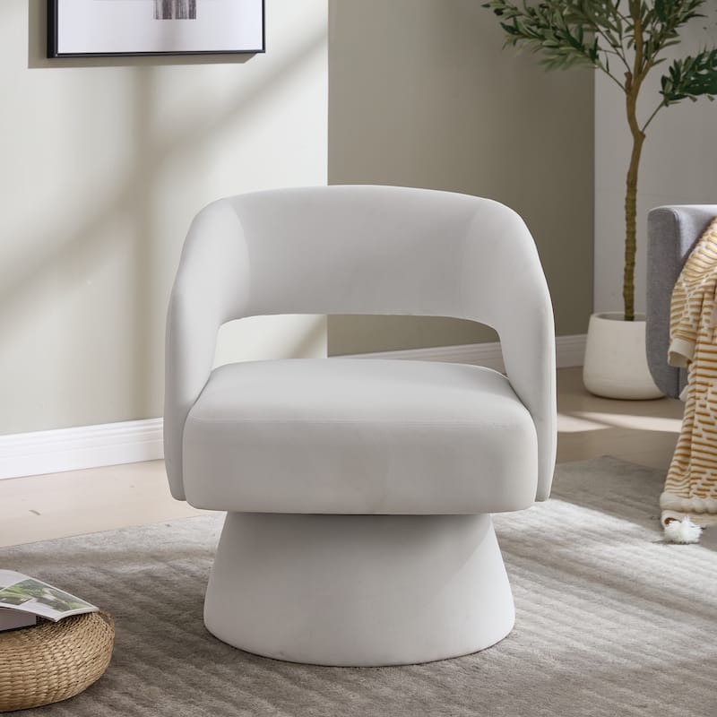 Swivel Barrel Chair, Velvet Accent Armchair 360 Degree Swivel Club Chair for Living Room Bedroom Reception Room