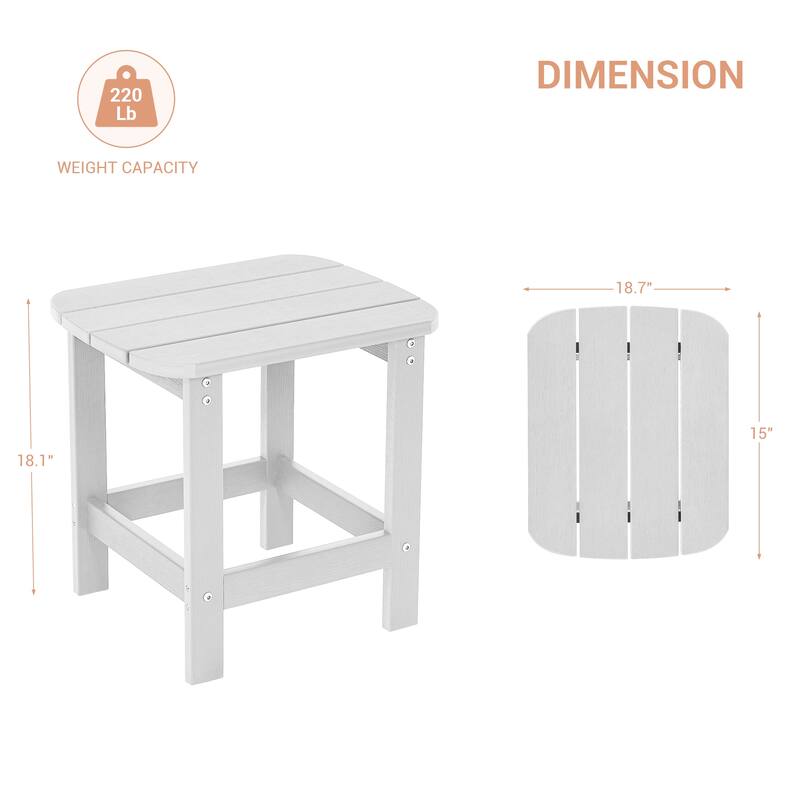 LIVOOSUN Patio Adirondack Plastic Wood Outdoor Side Table for Deck