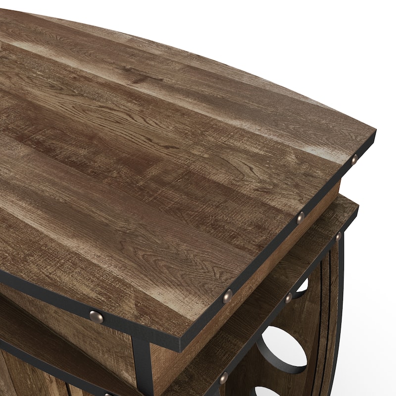 DH BASIC Rustic Oak Multi-storage Bar Cabinet by Denhour