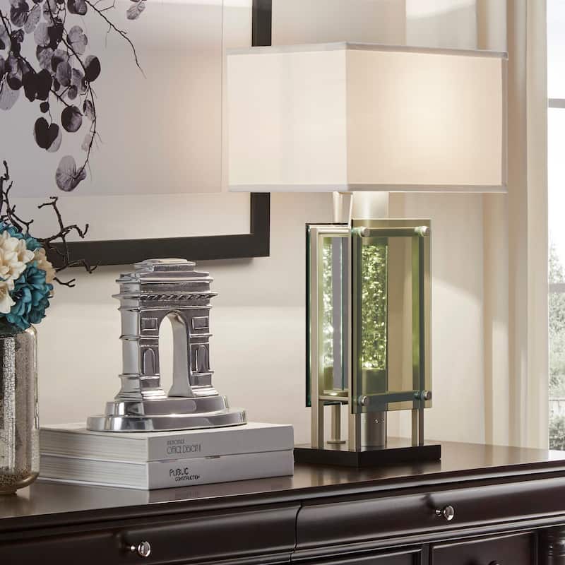 Modern Design Silver Finish 1pc Table Lamp for Nightstand End Table Sofa Table