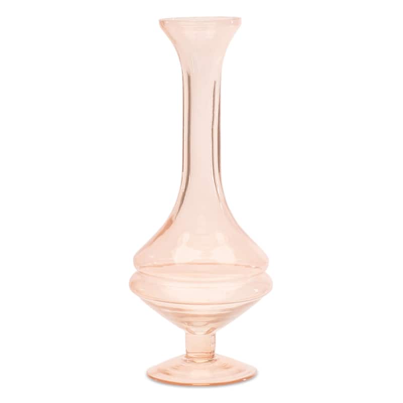 Set of Two 9" Pink Glass Trumpet Table Vases - 3.50