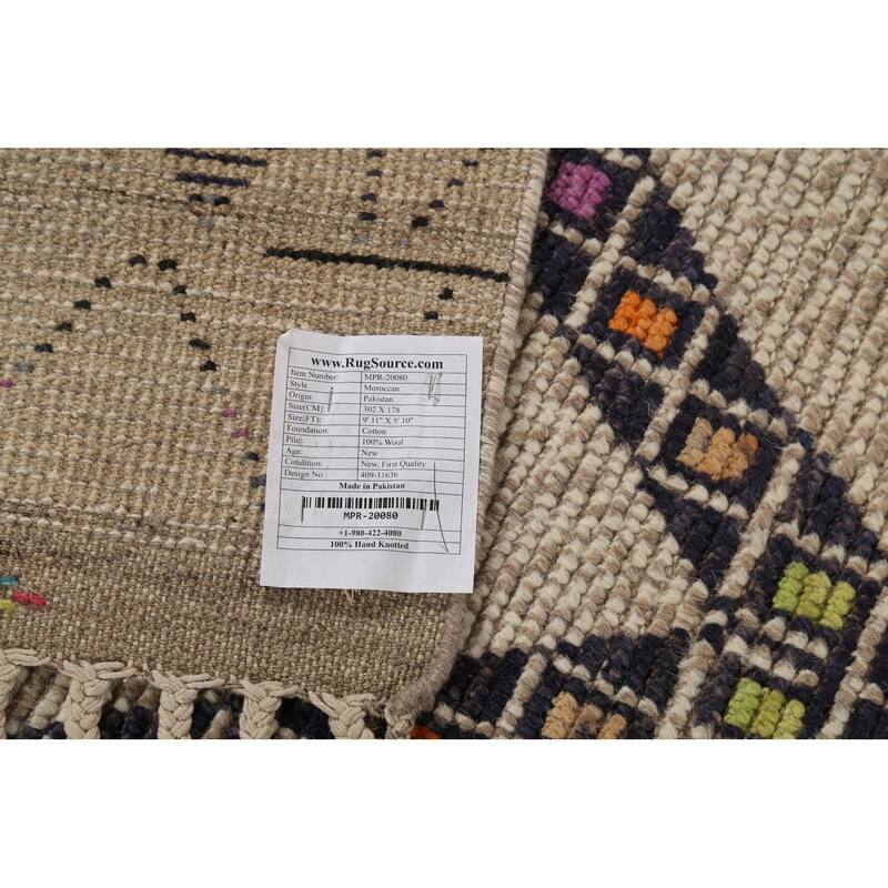 Geometric Moroccan Oriental Area Rug Handmade Wool Carpet - 5'10"x 9'11"
