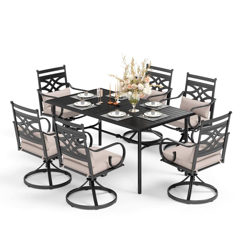 MAISON ARTS 7-piece Patio Dining Set, 6 Metal Patio Dining Chairs and 1 Metal Dining Table