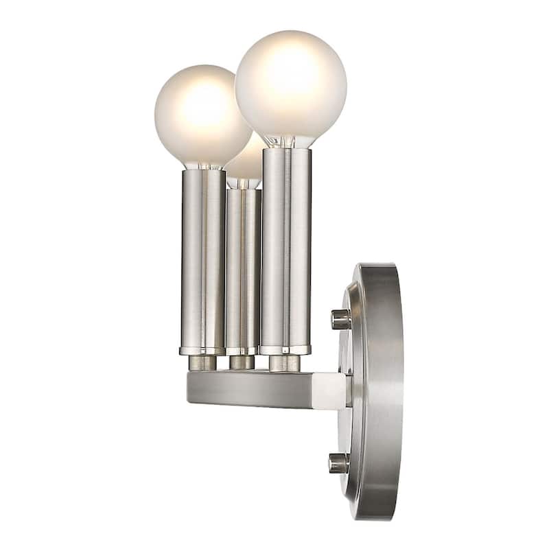 Modern 3-Light Silver Wall Sconce with E12 Base and Round Backplate for Bedroom or Hallway - 6.63" H x 18" W x 4" D