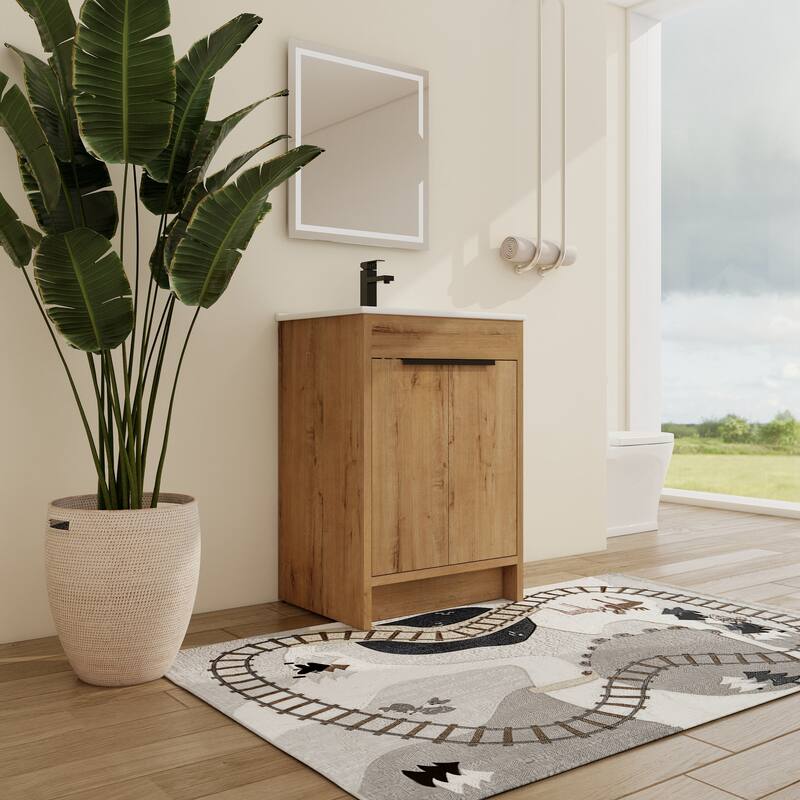 Malwee 24"/30"/36" FreeStanding Bathroom Vanity, Floor Stand Bathroom Vanity with Sink,Soft Close Door and Adjustable shelf