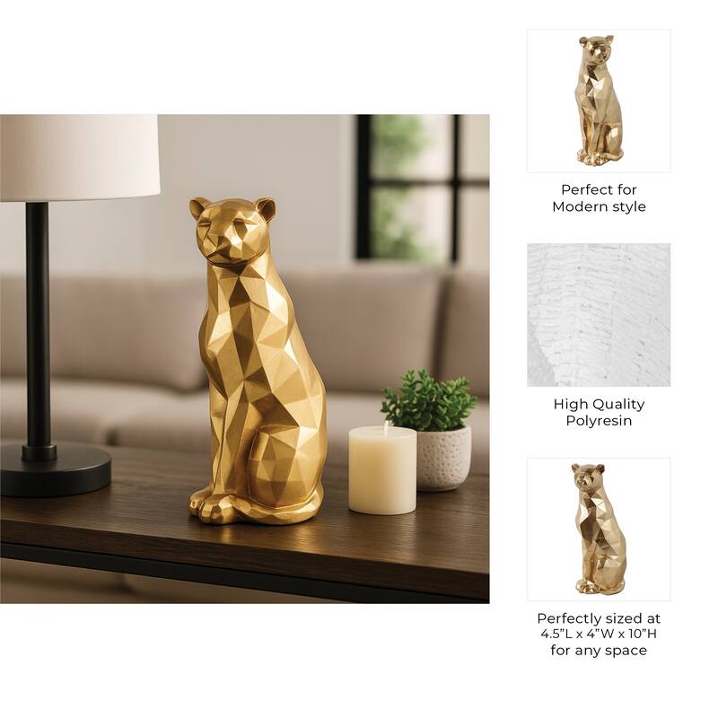 Resin Geometric Leopard Decorative Figurine - Gold - 10.0"