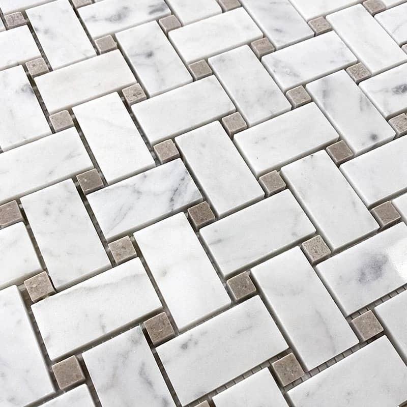 Apollo tile 12 x 12 Heritage Polished White Bianco Carrara, Eastern Beige Marble Tile (5 sq ft/case) - 5 Pack