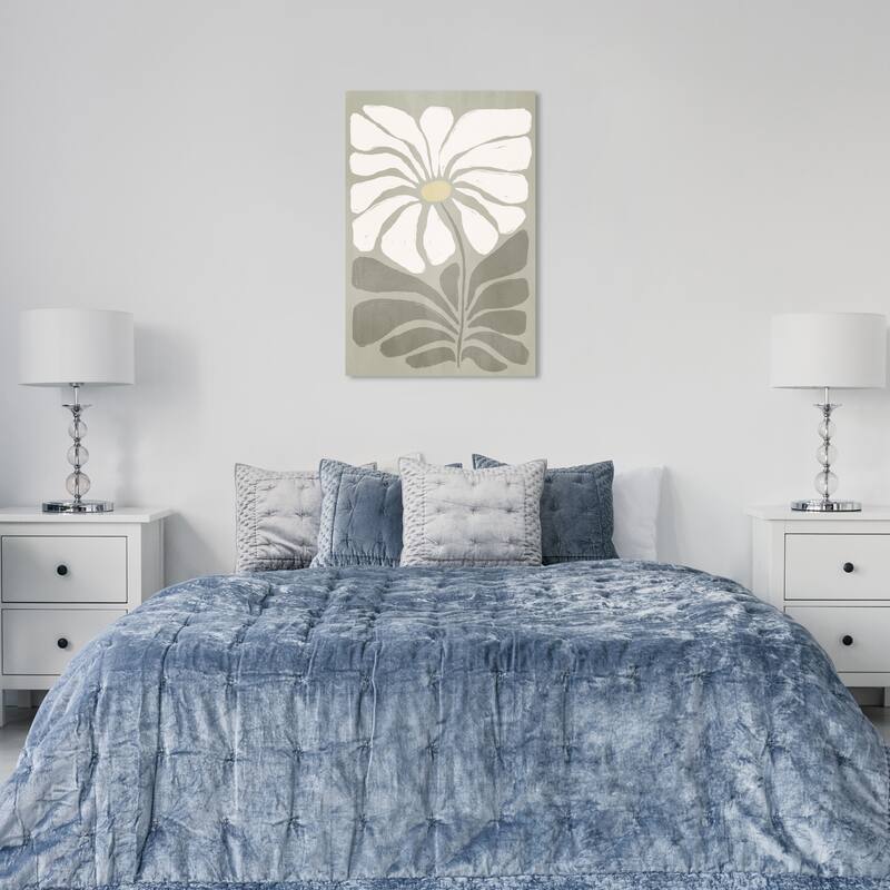 Wynwood Studio Canvas Floral and Botanical Minimalist Floral Cream White and Farmhouse Wall Art Canvas Print - 36 x 24
