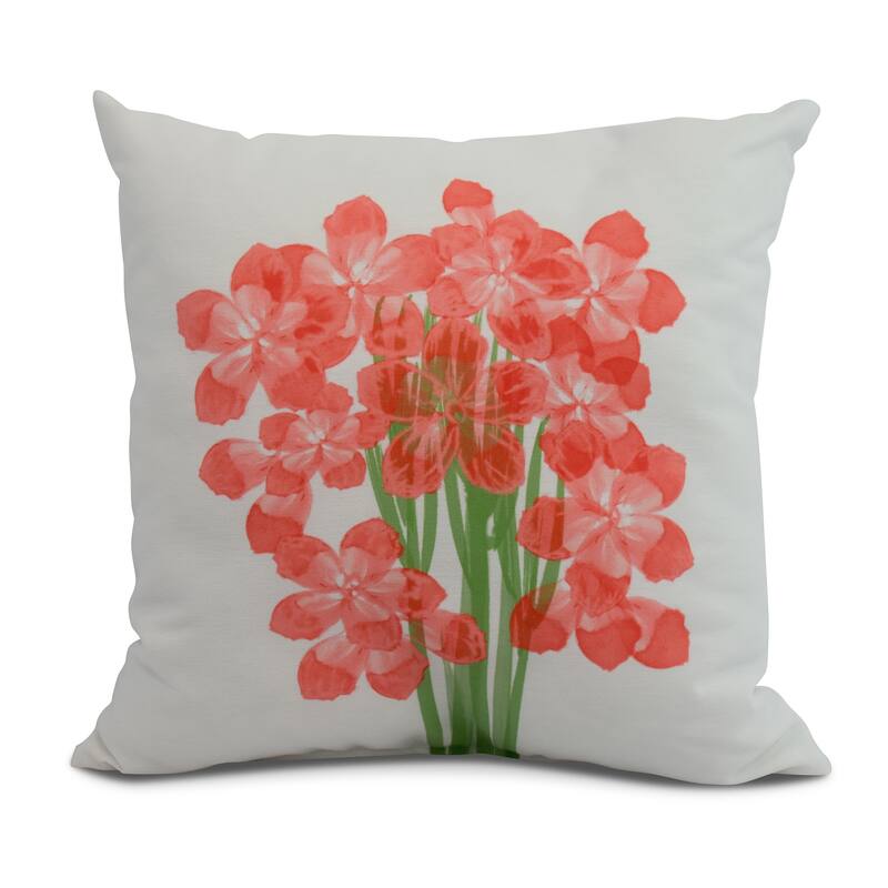 16 x 16 Inch Florpalida Floral Print Outdoor Pillow - Orange