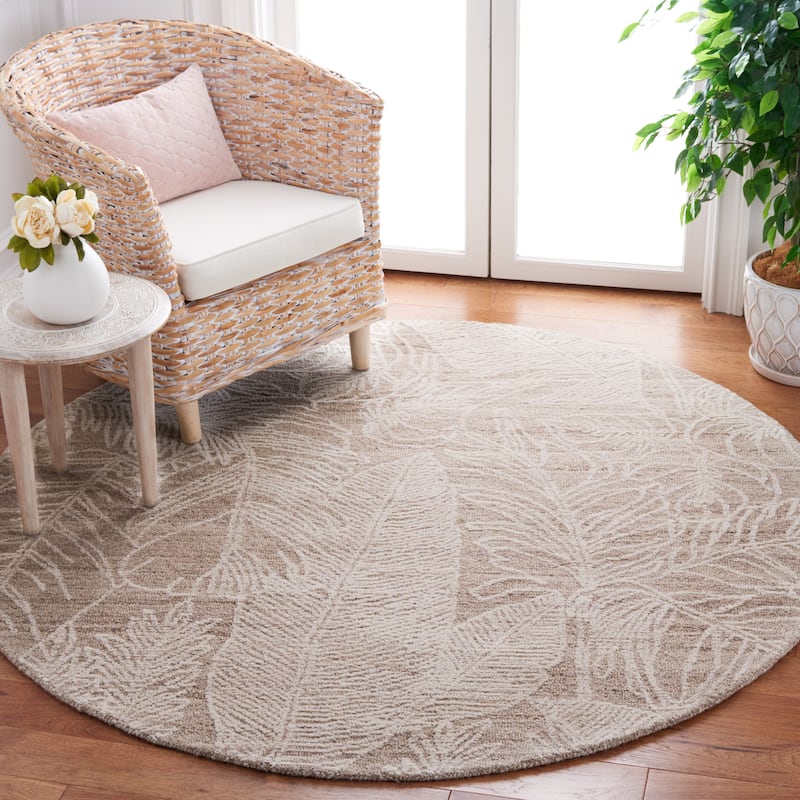 SAFAVIEH Handmade Metro Corianne Modern Wool Rug - 6' Round - Beige/Ivory