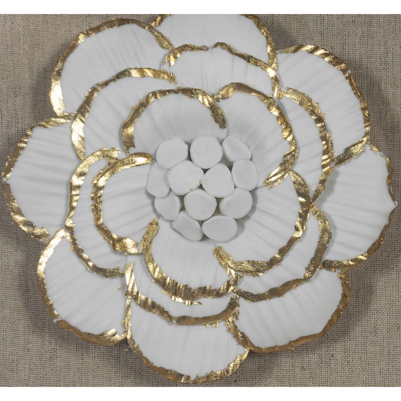 HUJI Gold Ceramic Flower Shadow Box Wall Décor Set