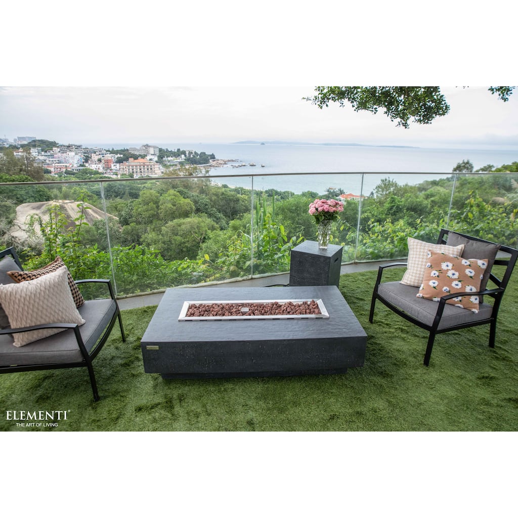 Elementi Hampton 45,000 BTU Dark Grey Concrete Natural Gas Fire Table with Lava Rocks & Cover