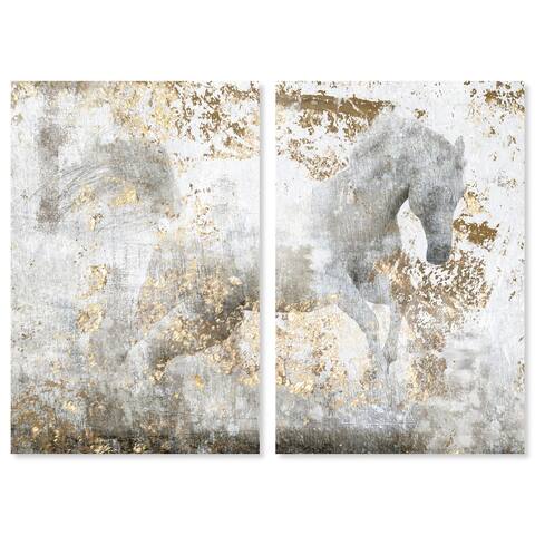 Animals 'Running Horse Two Piece' Farm Animals by Oliver Gal Wall Art Print