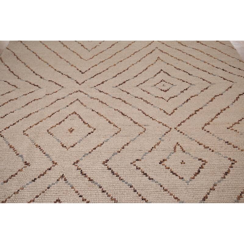 All-Over Geometric Moroccan Oriental Area Rug Hand-Knotted Wool Carpet - 7'0" x 10'5"