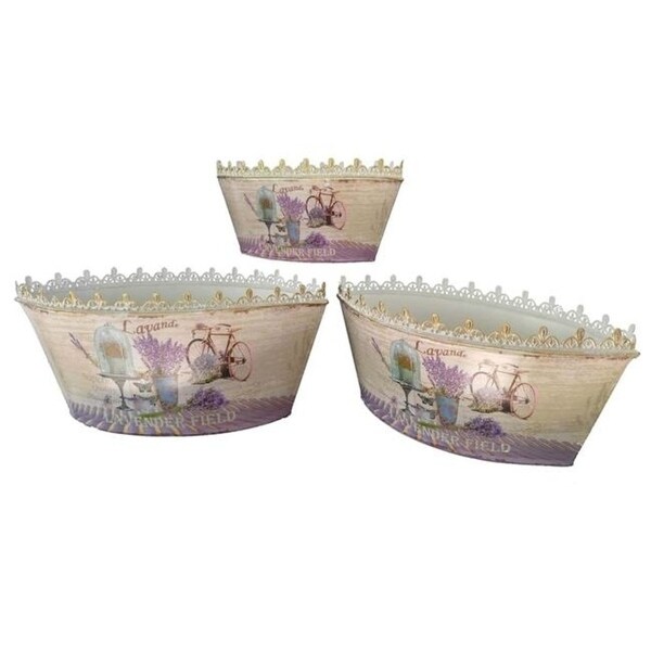Dolce Mela DMMV539-S3 French Country Planters Vintage Metal Decorative Flower Pots