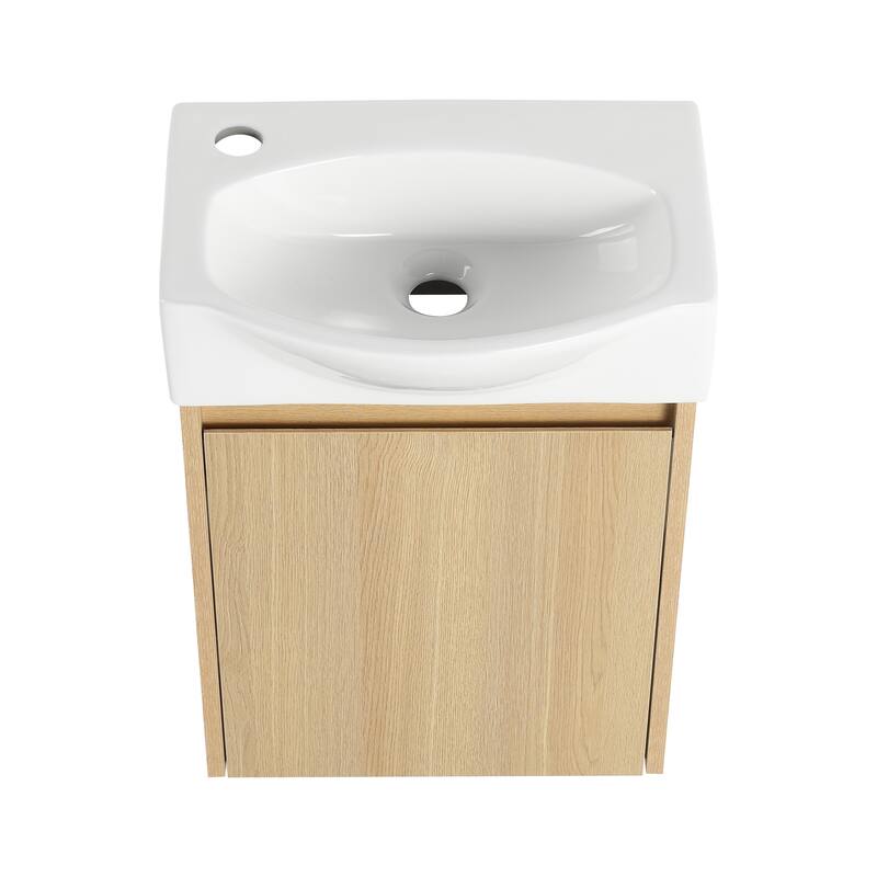 GDFStudio - Levistar Modern Wall-Mounted Bathroom Vanity with Scratch-Resistant Sink & Soft Close Door for Small Space
