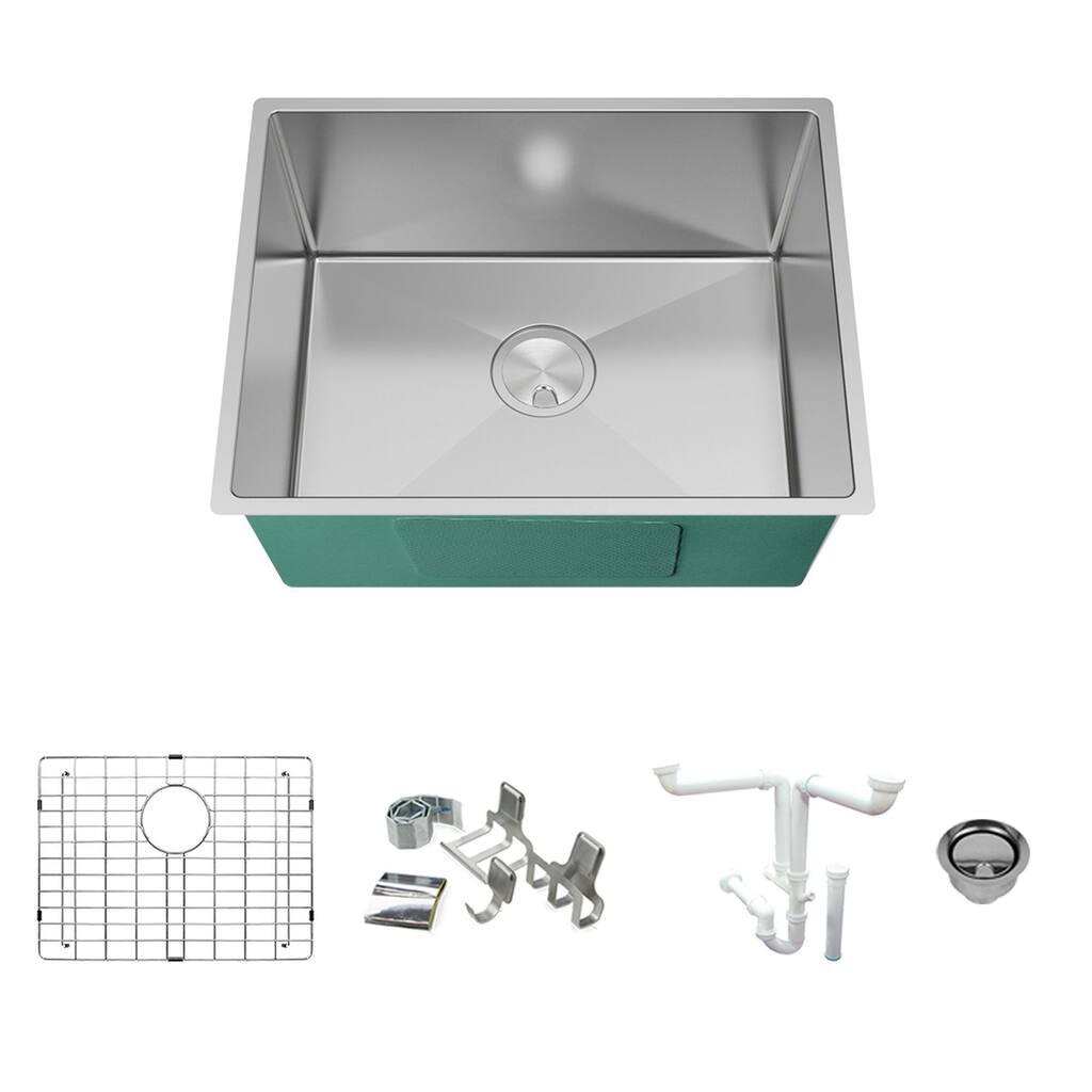 Diamond Titan Sink Kit with Single Bowl, Undermount Installation, Magnetic Accessories Kit, and Drain Kit - No Faucet Hole