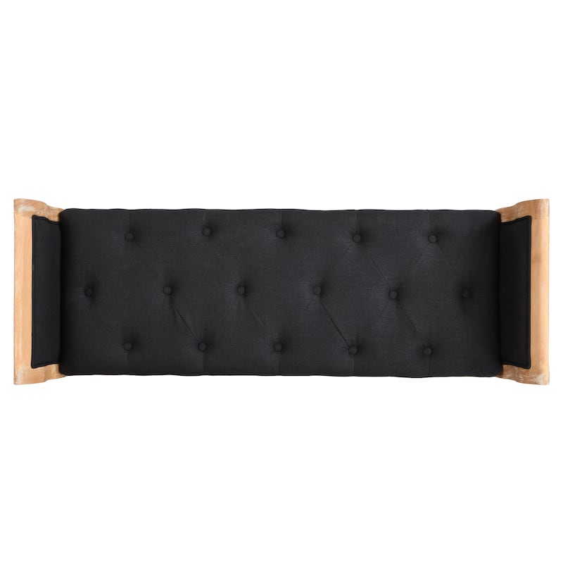 Christopher Knight Home - Valen Classic Tufted Upholstered Bench with Curved Arms and Solid Wood Frame