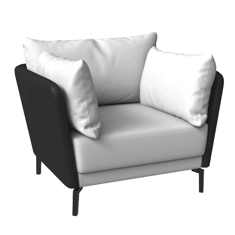 Luxify Modern Single-Seater Sofa in Upholstered PU Leather with Metal Legs for Living Room Accent Chair - Black/Grey
