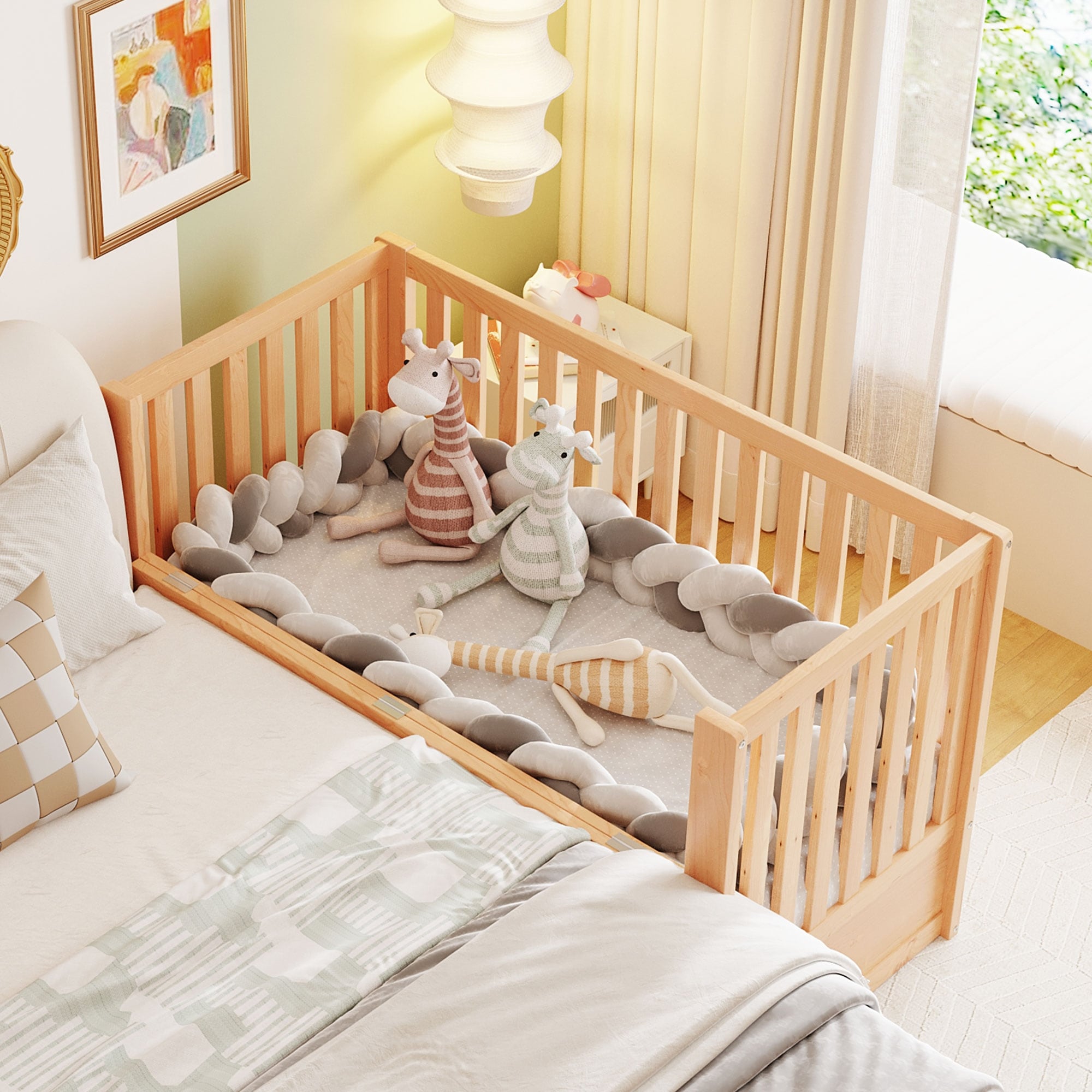 Crib by bed new arrivals