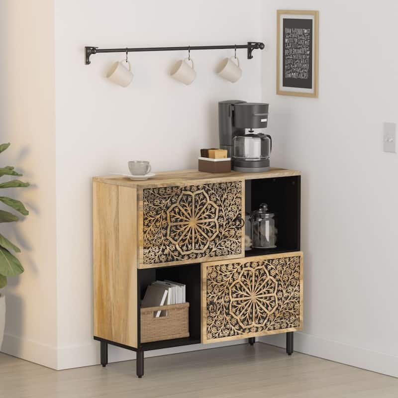 vidaXL Side Cabinet 31.5"x13"x29.5" Solid Wood Mango - 31.5" x 13" x 29.5"