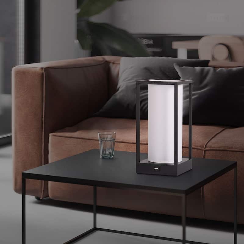 Table Lamp with Phone Charger, Bedside Lamp, Ambient Night Light Desk Light