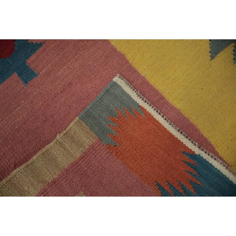 Hand Woven Oriental 100% Wool Carpet Southwestern Tribal Multi-Colored Kilim Area Rug - 9' 9'' X 7' 10''
