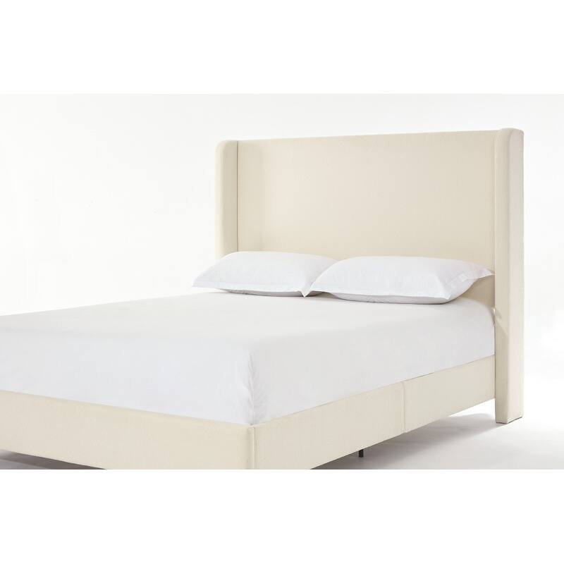Queen Size Elegant Upholstered Bed with Wingback Headboard,No Box Spring Needed and Easy Assembly