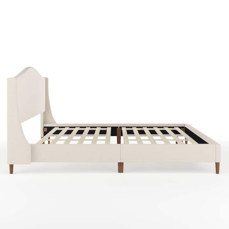 Martha Stewart Upholstered Platform Bed with Curved Headboard