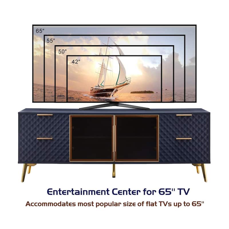 TV Stand with Tempered Glass Door and Drawer