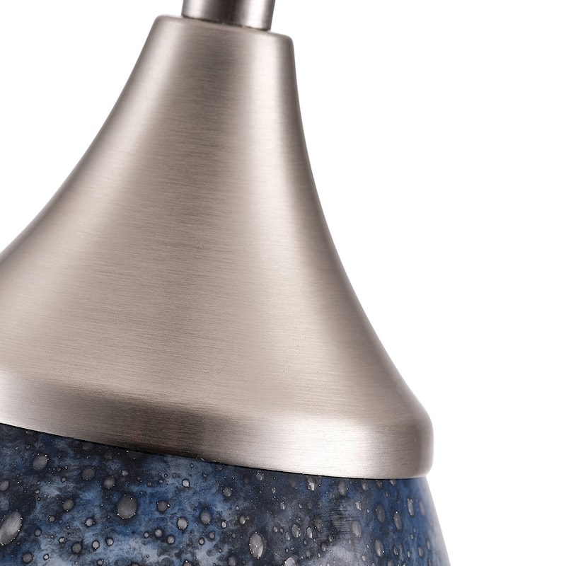 Modern Handblown Marble Art Glass Pendant Light Brushed Nickel Finished with Adjustable Cord
