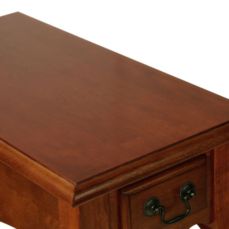 Brown Cherry/ Slate Solid Wood Side Table
