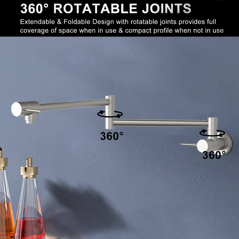 Topcraft Pot Filler Wall Mount Folding Kitchen Faucet