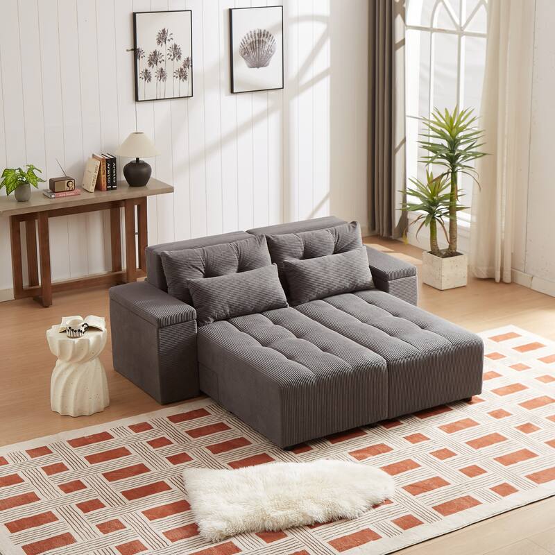 GDFStudio - Emerson Modular Corduroy 3-Seater Sofa with Storage and Customizable Design