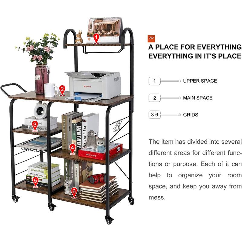 Storage Bar Cart Kitchen Shelf Serving Cart With Wine Rack