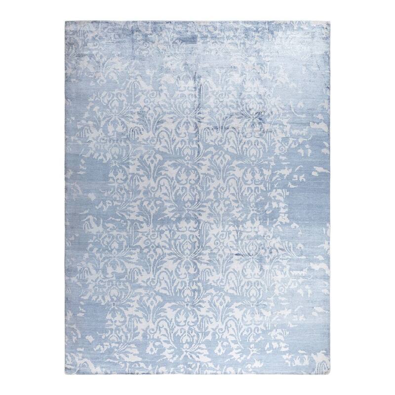 Modern One-of-a-Kind Hand-Knotted Area Rug - Ivory, 9' 1" x 12' 2" - 9' 1" x 12' 2"