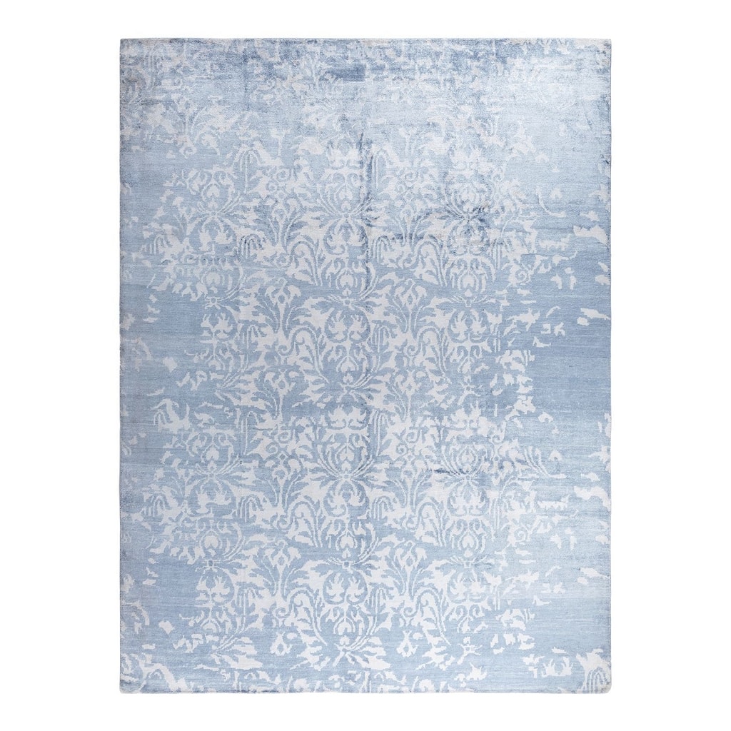 Modern One-of-a-Kind Hand-Knotted Area Rug - Ivory, 9' 1" x 12' 2" - 9' 1" x 12' 2"