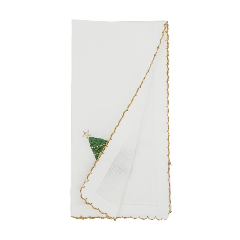 Holiday Happiness Whip Stitch Christmas Tree Napkin (Set of 4)