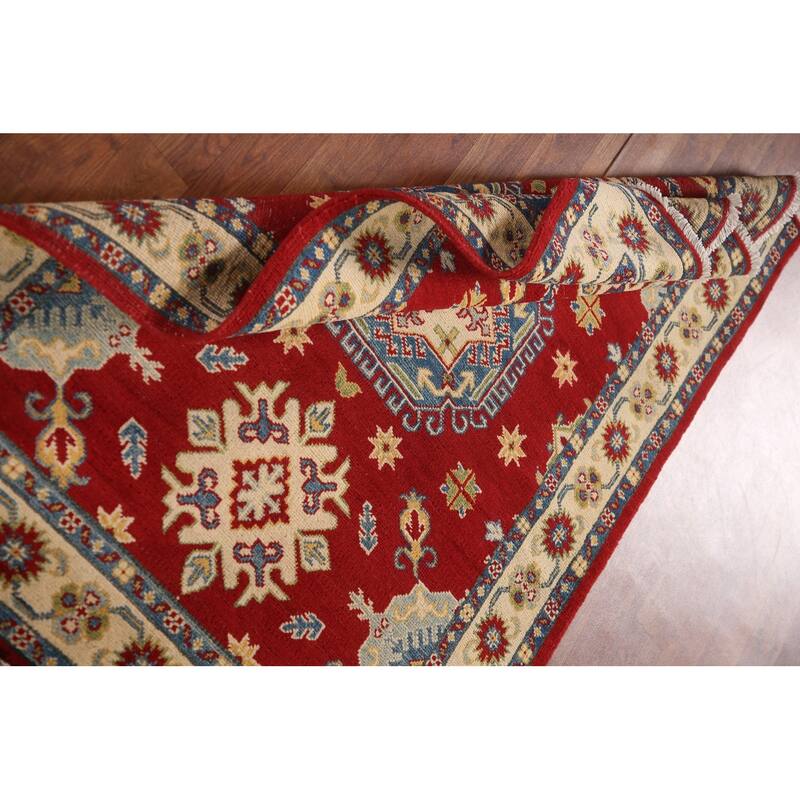 Red Kazak Oriental Rug Handmade Wool Carpet - 3'5"x 4'9"