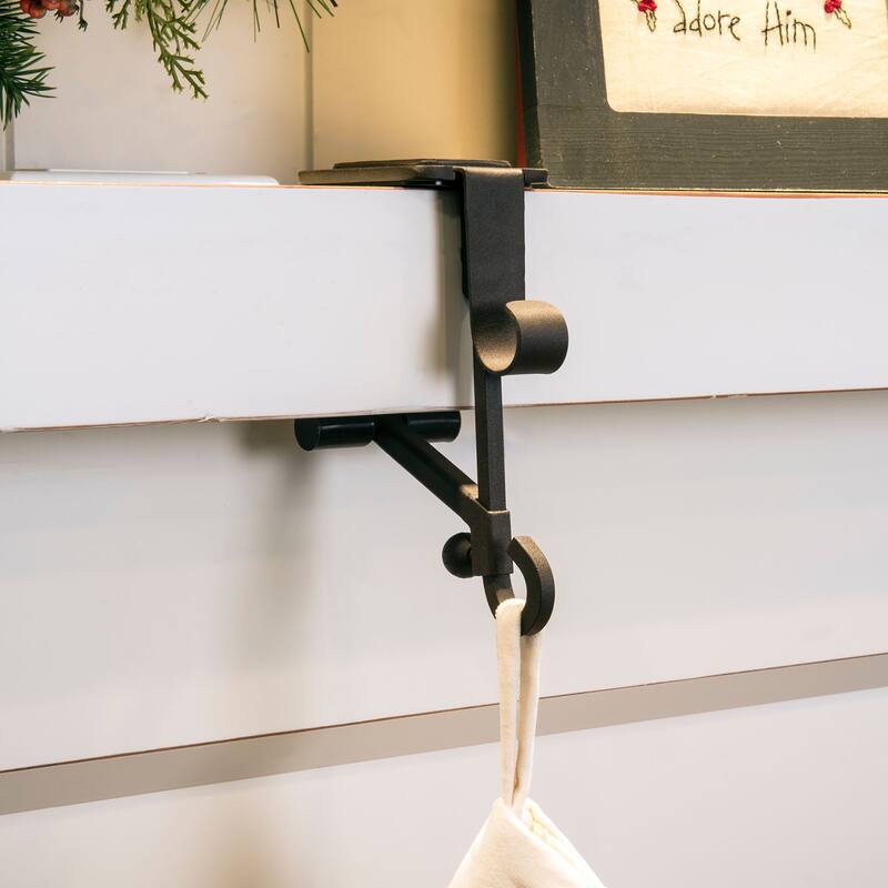 Garland and christmas stocking holder for mantle (2-Pack) (Brown)