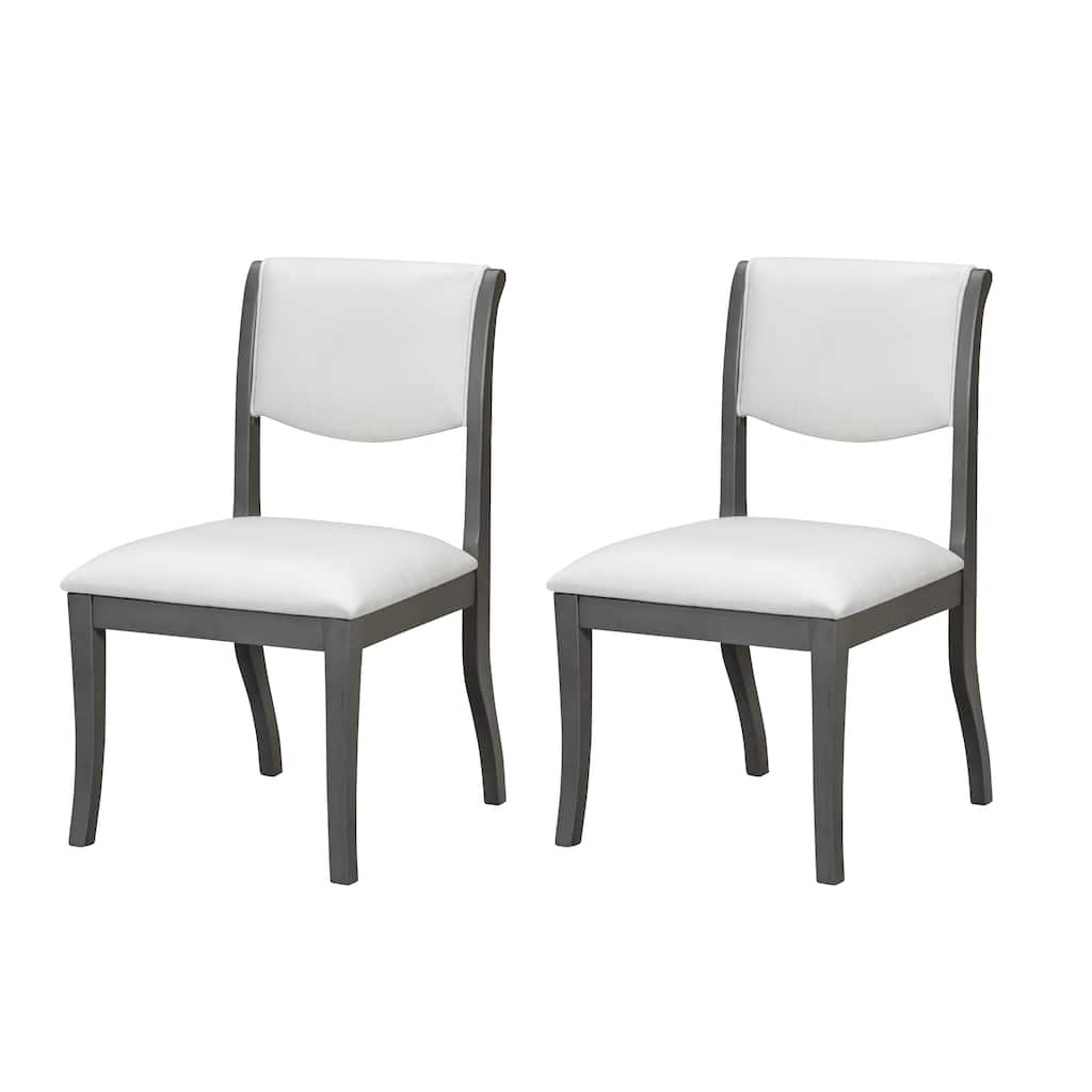 Upholstered Dining Chairs Set of 2 - Traditional Elegant Fabric Side Chairs with Curved Lines, Solid Hardwood Frame