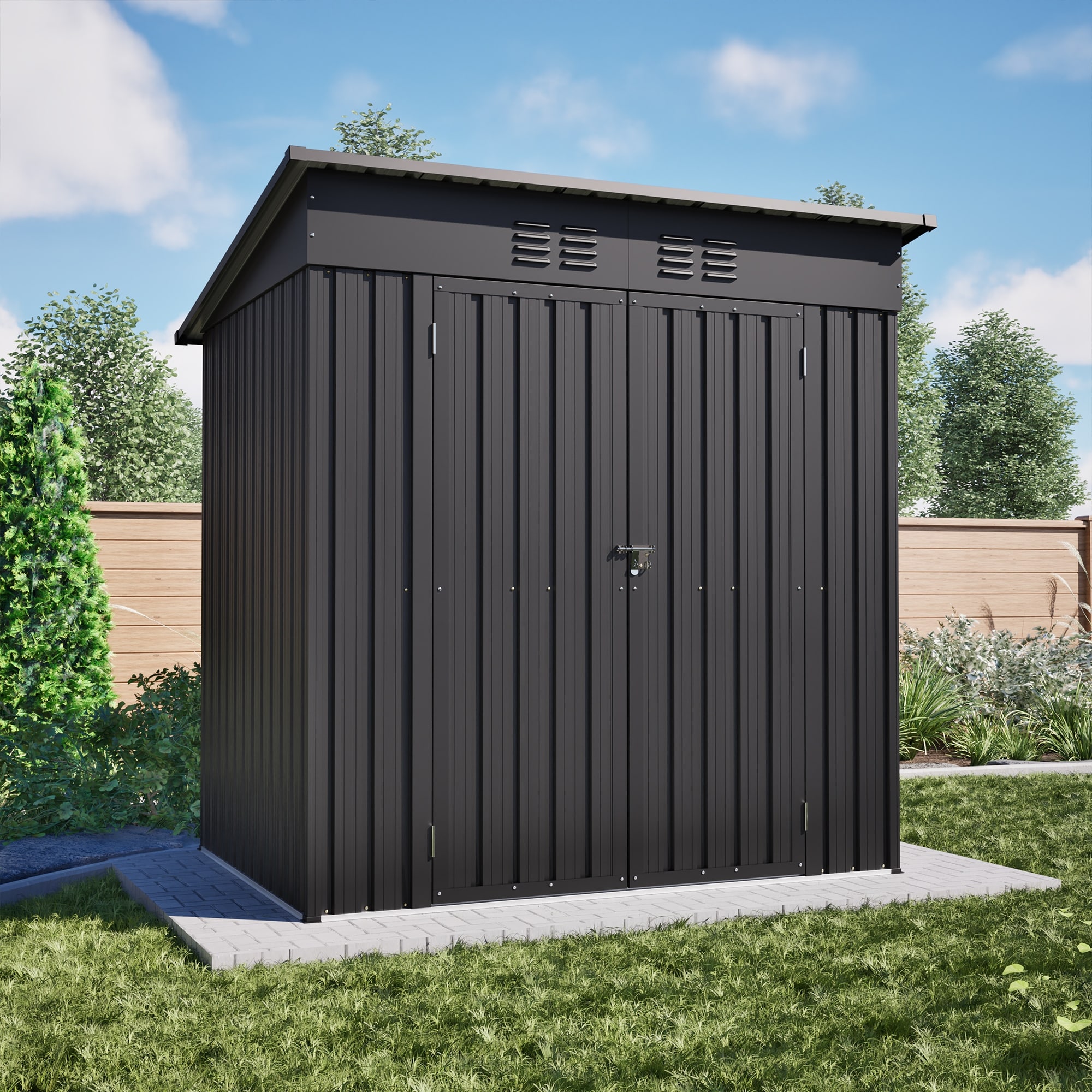 6x4 ft Outdoor Storage Shed, All Weather Tool Shed for Garden, Backyard, Lawn, Black