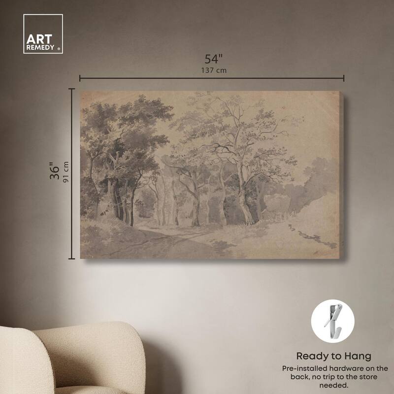 Grove with Road and Haycart Canvas by Art Remedy, Gallery Wrapped