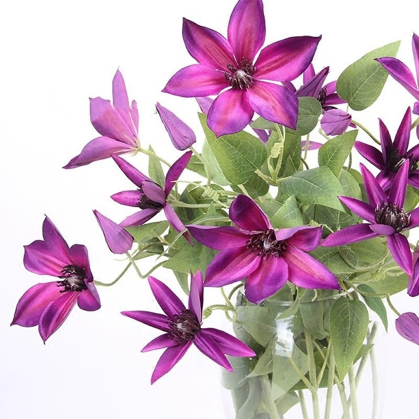 FloralGoods Silk Clematis Stem in Rose Purple 27" Tall