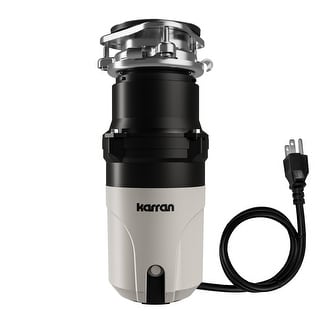 1/3 HP Continuous Feed Garbage Disposal for Kitchen Sinks with Power Cord and Accessories Included - Black and Grey