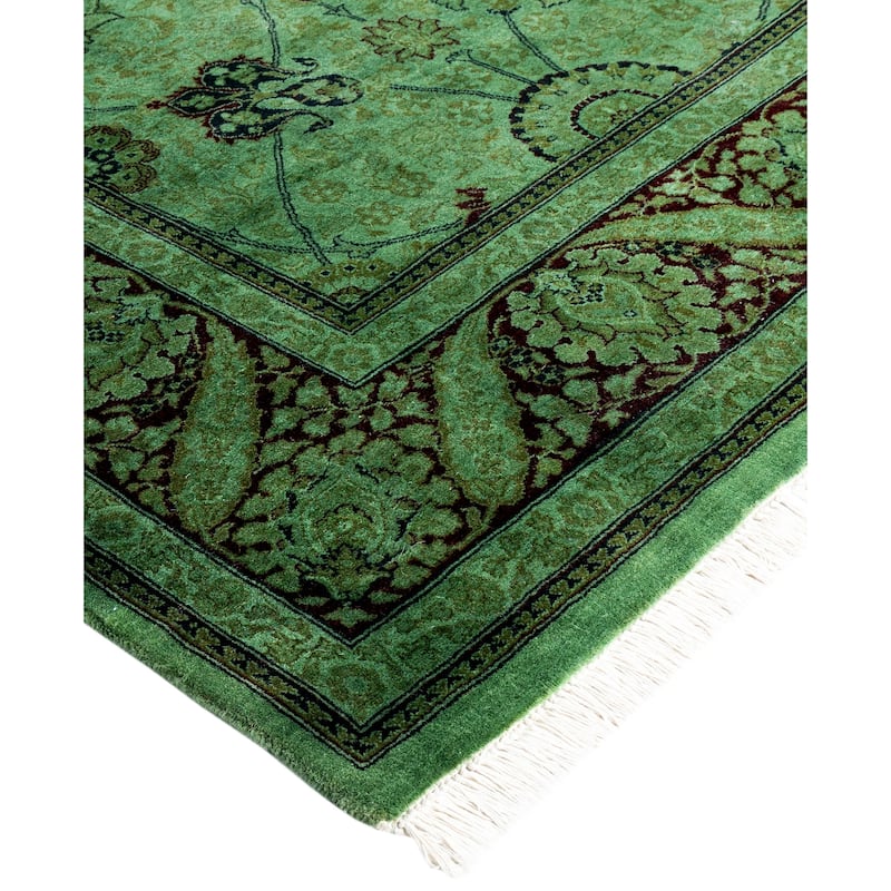 Overdyed One-of-a-Kind Hand-Knotted Area Rug - Green - 6' 1" x 6' 3"